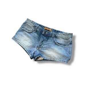 Super Low Rise Medium Wash Denim Booty Shorts